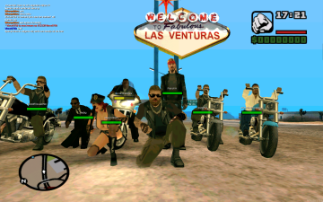 Groepsfoto aan het Las Venturas bord
