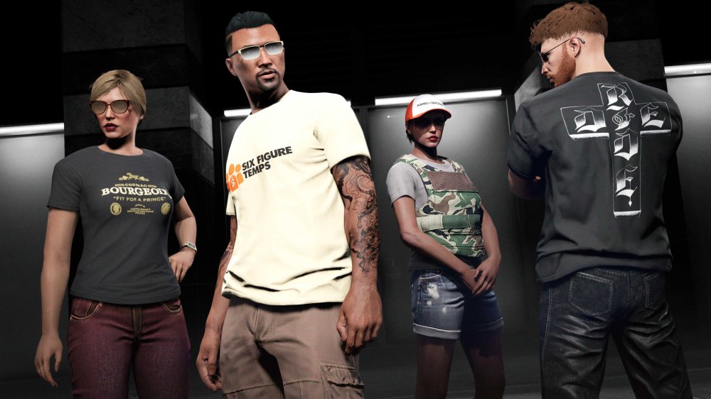 Afbeelding van t-shirts die je in GTA Online kan scoren